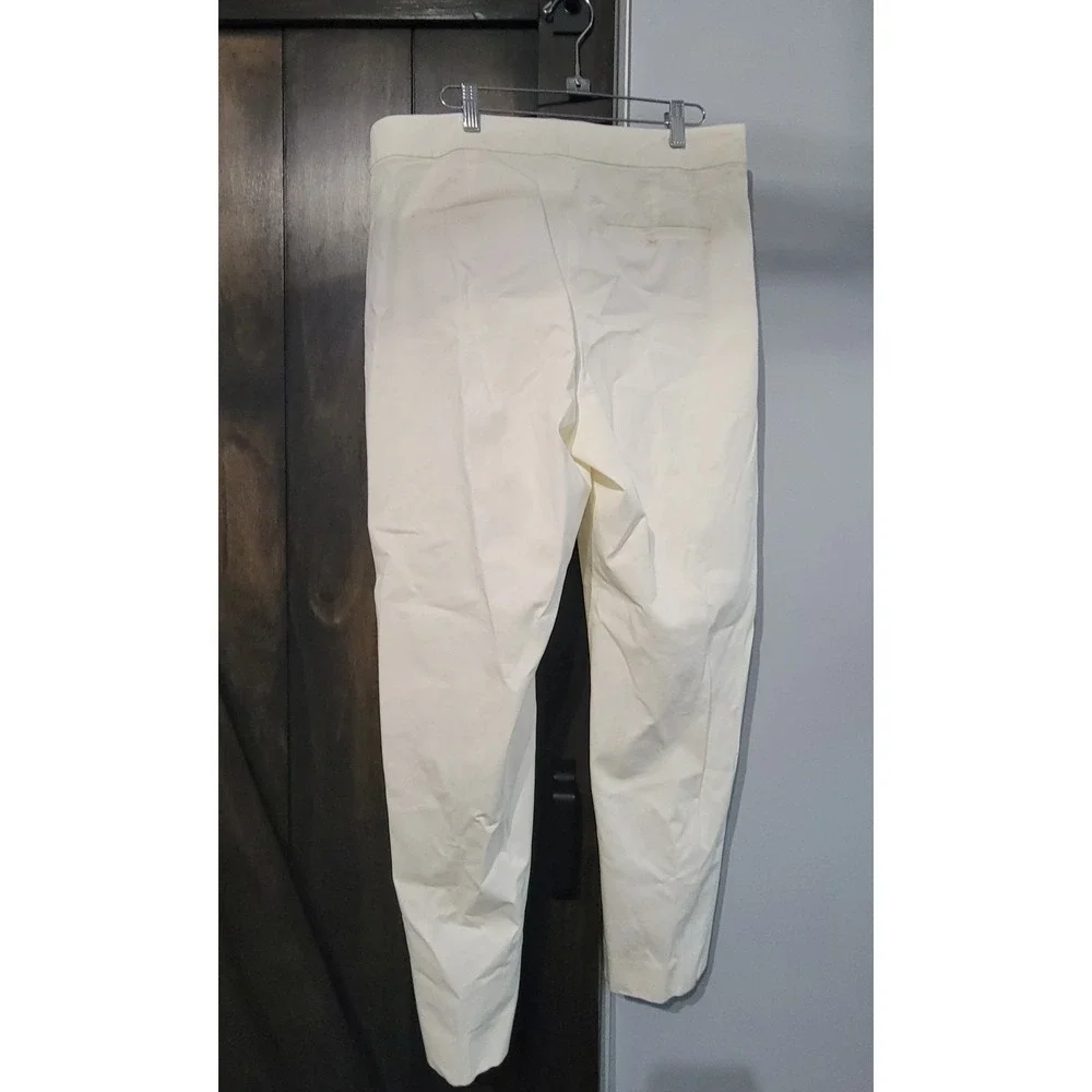 J.Crew Kate Straight-Leg Pant in Bi-Stretch Cotton Blend Ivory NWT flaw Size 14‎